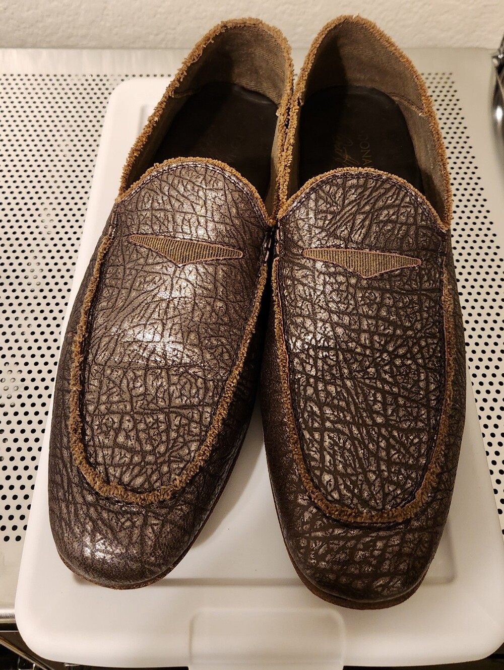 Donald J. Pliner Brown Textured Slip-On Loafers Men Size 8